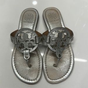Tory Burch Silver Logo Sandal